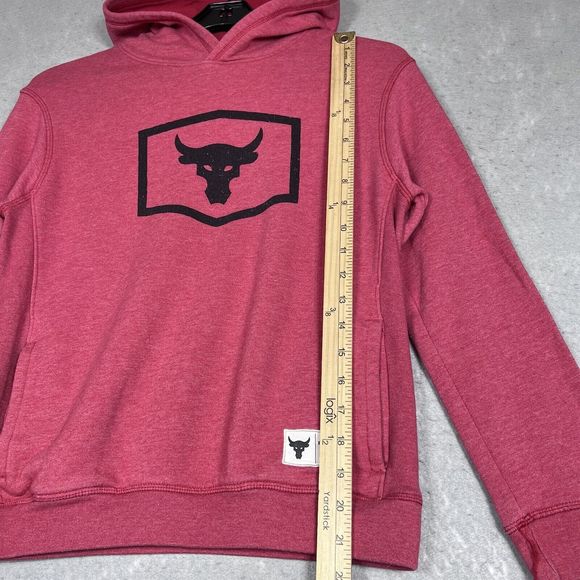 Under Armour Pullover Hoodie Boy Youth L Red Project Rock Blood Sweat Respect - Picture 9 of 13